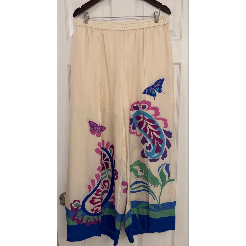NWOT Johnny Was Jade  Luna Wrap Pant Jonis Dream Cream/Blue Sz Large - Picture 3 of 9